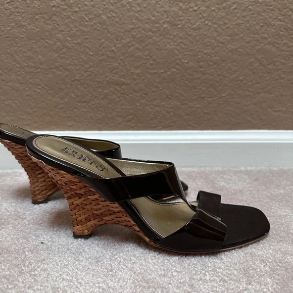 Franco Sarto Patent Leather Woven Heel Sandals - Picture 4 of 6